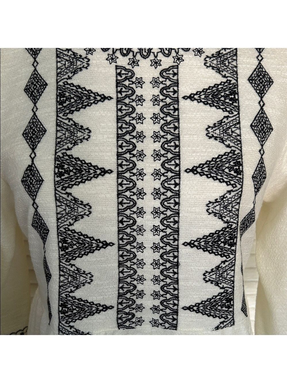 Joy Joy White Dress with Black Embroidered Panels - Picture 5 of 8